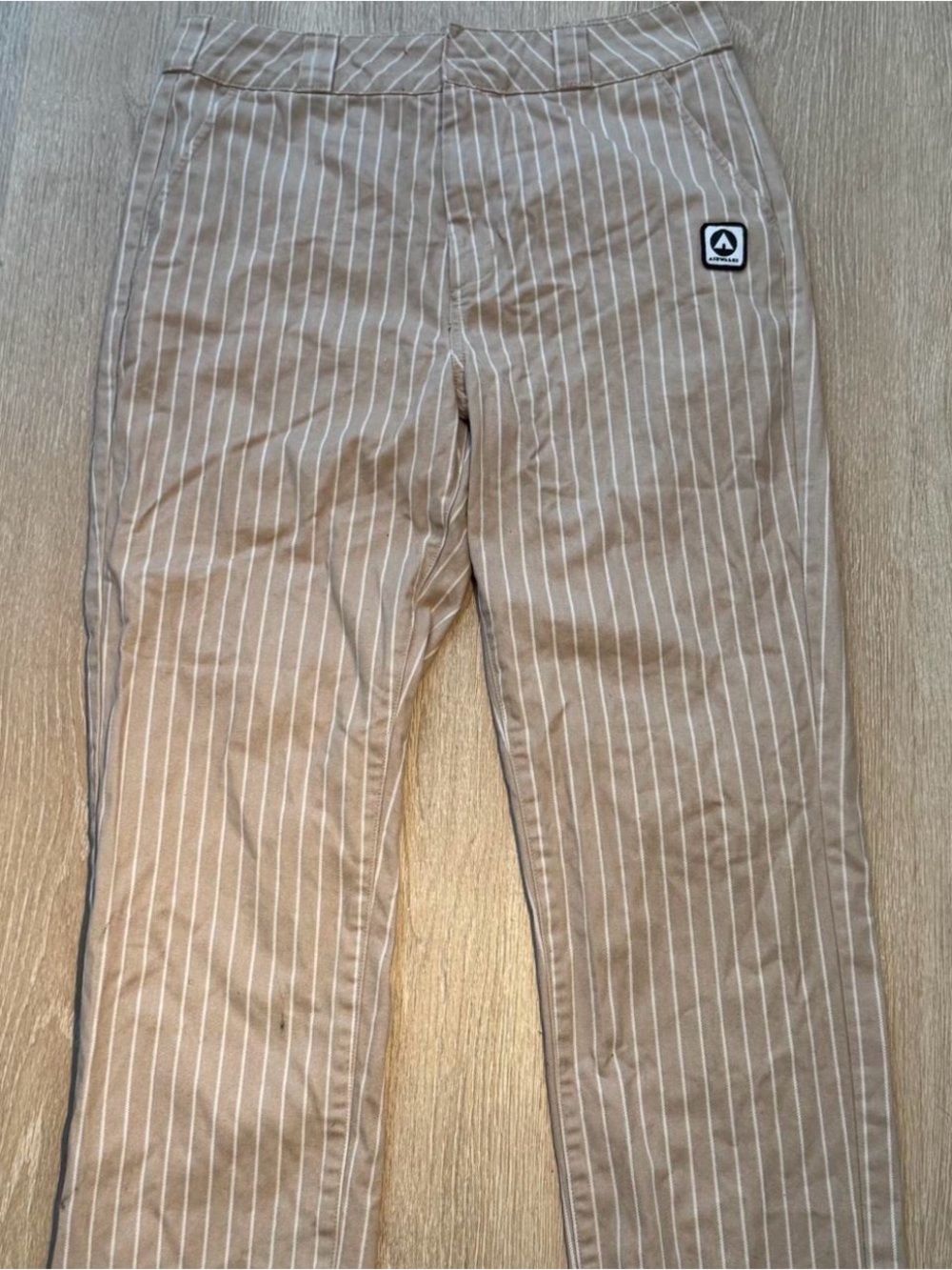 Airwalk Tan Pinstripe Chinos with Logo Patch